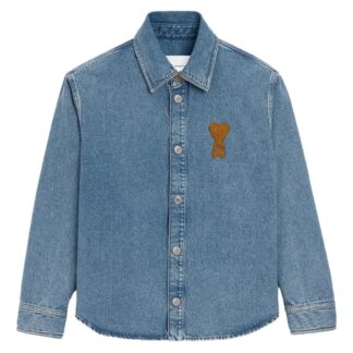 AMI PARIS KNITTED ADC DENIM SHIRT Size: XL, colour: BLUE