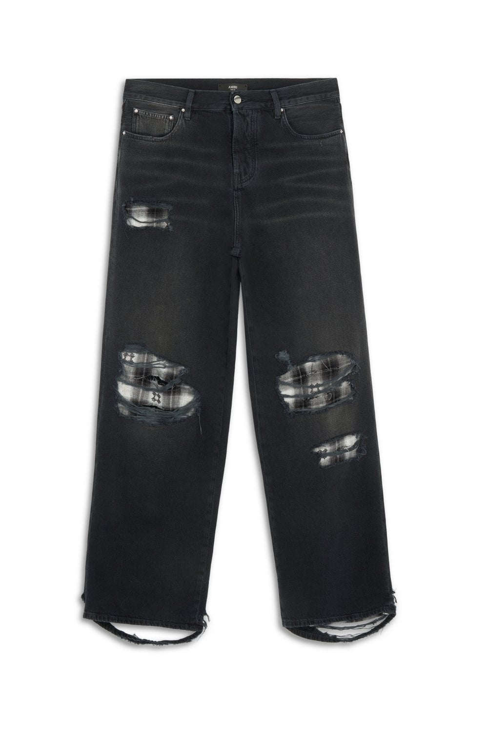 AMIRI FLANNEL REPAIR BAGGY JEAN Size: 34, colour: BLACK