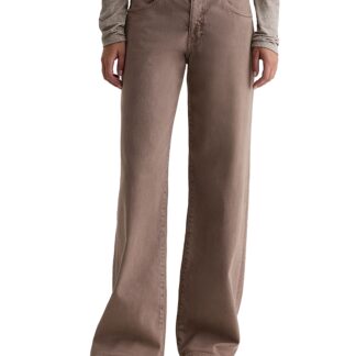 Ag Adria Low Rise Wide Leg Jeans in Sulfur Taupe Gray