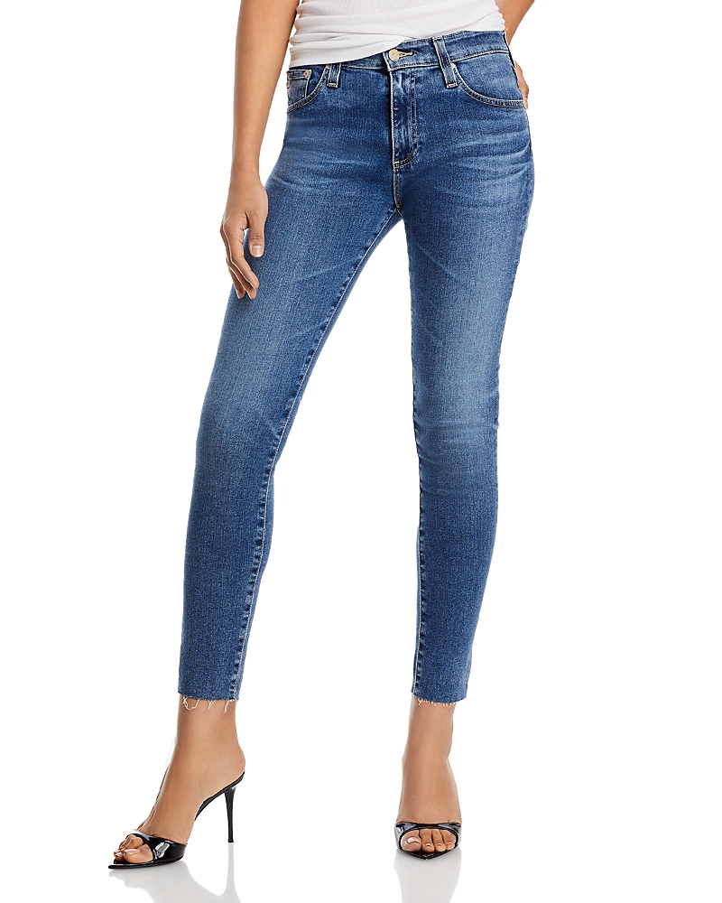 Ag Farrah High Rise Raw Hem Ankle Skinny Jeans in 12 Years Fluid