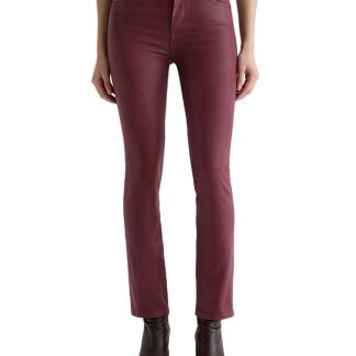 Ag Mari Coated Mid Rise Slim Jeans in Winery