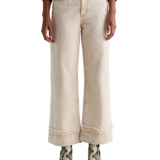Ag Saige Mid Rise Wide Leg Crop Jeans in Sulfur Melange Camel
