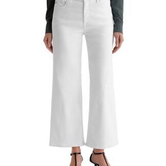 Ag Saige Mid Rise Wide Leg Cropped Jeans in Gallery White