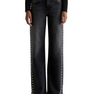 Ag Studded Low Rise Wide Leg Jeans in Immensity