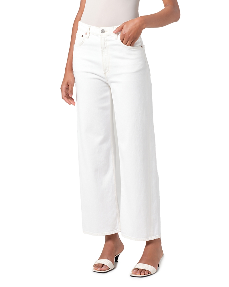 Agolde Ren High Rise Wide Leg Jeans in White Wash