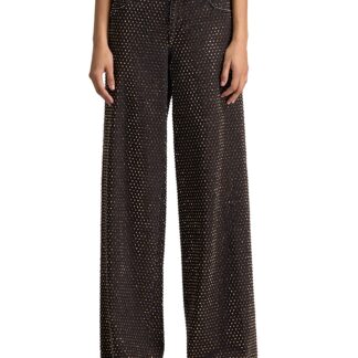Alice and Olivia Amazing Low Rise Embellished Wide Leg Jeans in Den Lack