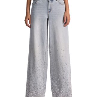 Alice and Olivia Amazing Mid Rise Embellished Jeans in Rock Star Blue