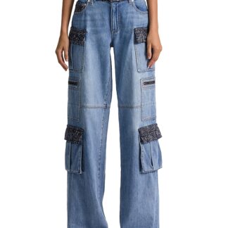 Alice and Olivia Cay Mid Rise Baggy Cargo Jeans in Celine Vintage
