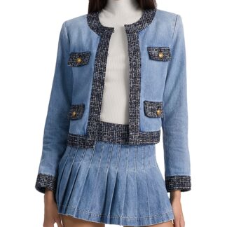 Alice and Olivia Landon Cropped Denim Jacket