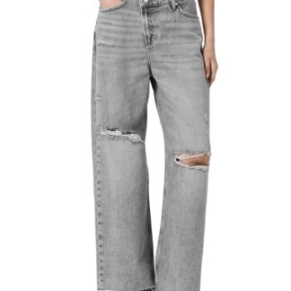 Allsaints Aki Crossover High Rise Jeans in Destroy Grey