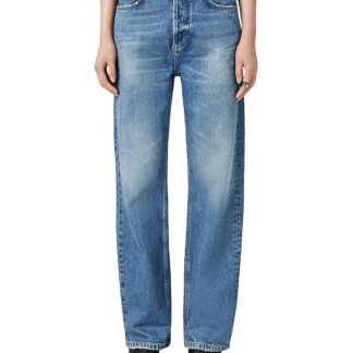 Allsaints Brooklyn High Rise Straight Jeans in Indigo Blue