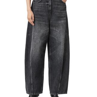 Allsaints Carter High Rise Barrel Leg Jeans in Washed Black