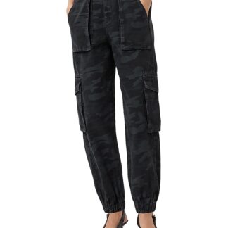 Allsaints Freda Cargo High Rise Ankle Tapered Jeans in Camo Ink Blue
