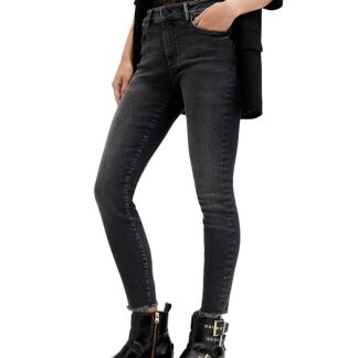 Allsaints Miller High Rise Push Up Skinny Jeans in Washed Black