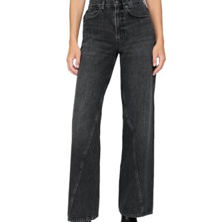Anine Bing Brie High Rise Jeans in Washed Black