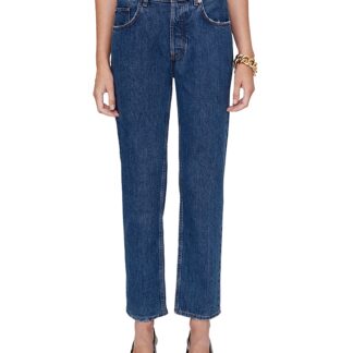 Anine Bing Kate Mid Rise Straight Jeans in Washed Blue