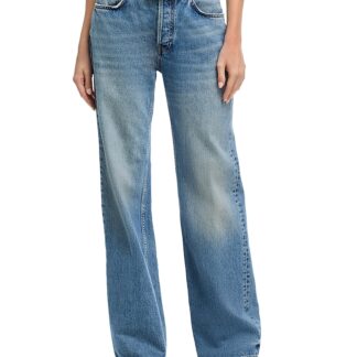 Anine Bing Mid Rise Wide Jeans in Baltic Blue