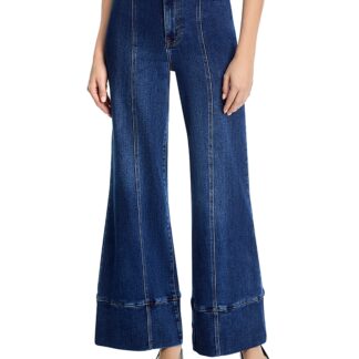 Aqua Belted Seamed High Rise Wide Leg Jeans in Indigo - Exclusive