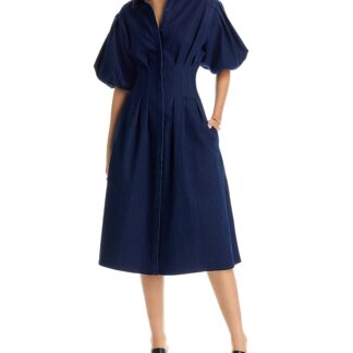 Aqua Denim Midi Dress - Exclusive