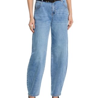 Aqua High Rise Barrel Jeans in Light Wash - Exclusive