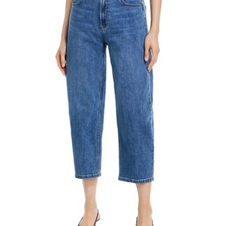 Aqua High Rise Cropped Barrel Jeans in Indigo - Exclusive