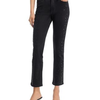 Aqua Rhinestone High Rise Ankle Skinny Jeans in Black - Exclusive