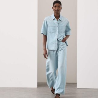 Autograph Denim Collared Relaxed Shirt Bright Indigo