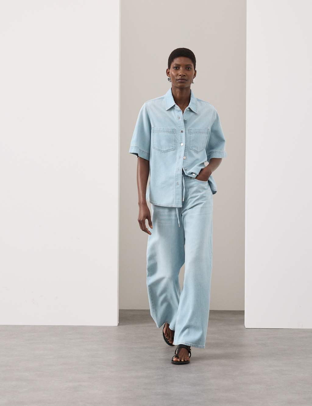 Autograph Denim Collared Relaxed Shirt Bright Indigo