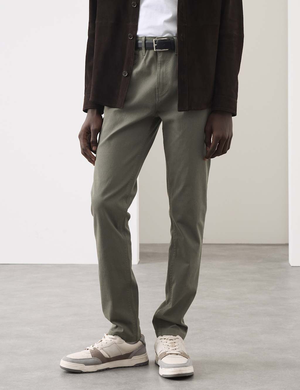 Autograph Slim Fit Performance Twill 5 Pocket Trousers Olive