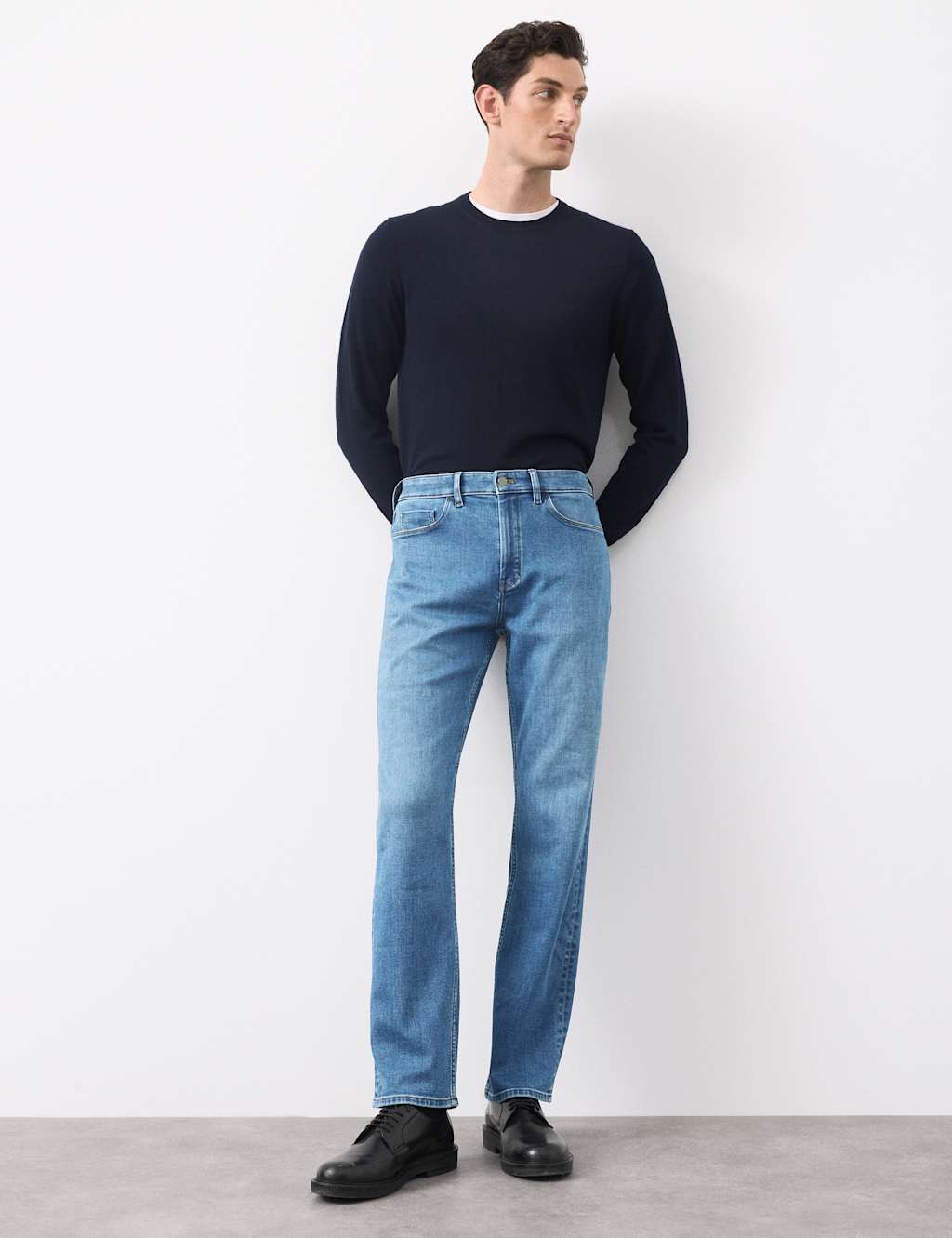 Autograph Straight Fit Italian Soft Touch Jeans Medium Blue