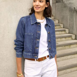 BAUKJEN Denim Cropped Jacket Medium Indigo