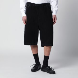 Baggy bermuda shorts in black denim