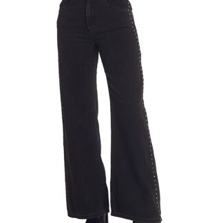 Bella Dahl Anya Studded High Rise Wide Leg Jeans in Moon Shadow
