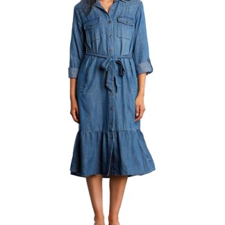 Billy T Ruffled Belted Shirtdress