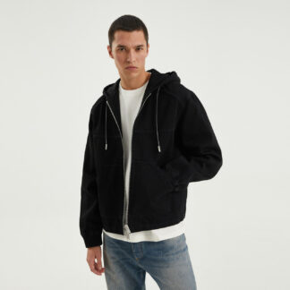 Black denim zip hoodie