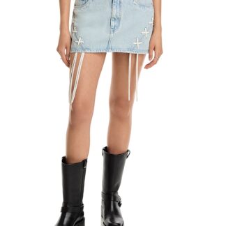 Blanknyc Tie Breaker Denim Mini Skirt