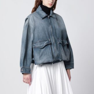 Blue denim jacket with flap pockets