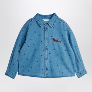 Blue denim polka dot shirt