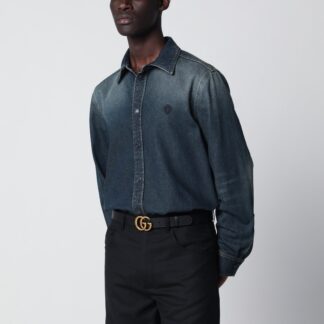 Blue denim shirt with washed effect