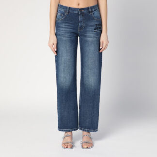 Blue washed-effect jeans