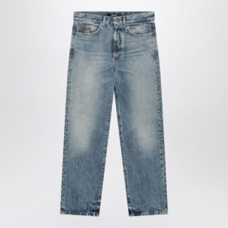 Blue washed-effect jeans with small studs