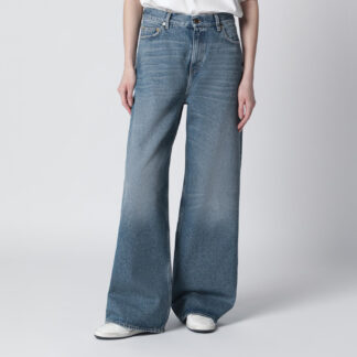 Blue washed wide-leg jeans