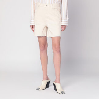 Butter-coloured denim bermuda shorts