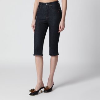 Capri high-waisted jeans in navy blue denim