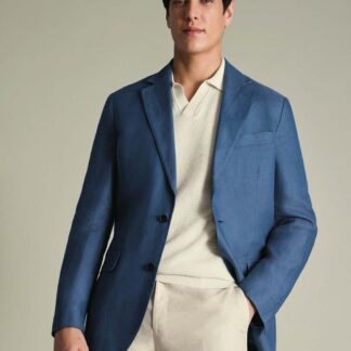 Charles Tyrwhitt Slim Fit Pure Linen Twill Blazer Blue Denim