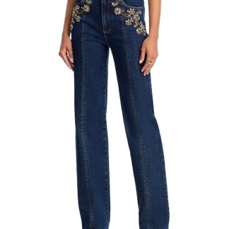 Cinq a Sept Crystal Ivy Embellished Jeans in Fontaine Multi