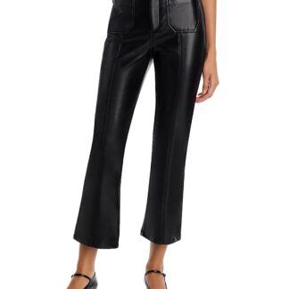 Cinq a Sept Faux Leather Dorothea High Rise Ankle Jeans in Black