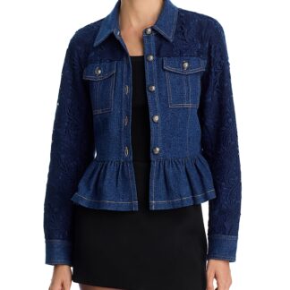 Cinq a Sept Kerrigan Lace Trim Denim Jacket