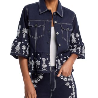 Cinq a Sept Mazie Eyelet Mandie Denim Jacket