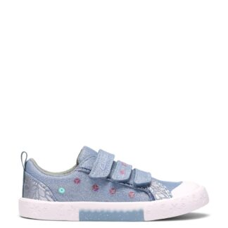 Clarks Kids' Denim Canvas Riptape Trainers (7 Small-9½ Small) Blue